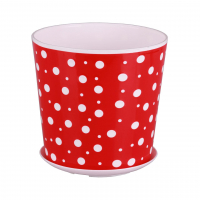 Горшок-кашпо "Горошек" 3л с поддоном (бело-красный)