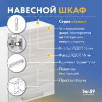 Шкаф настенный кухонный с полкой «Стиль» 500*300*720 ясень шимо светлый