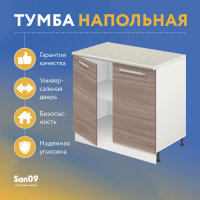 Тумба кухонная напольная со столешницей «Стиль» 800*600*850 (ясень шимо темный), столешница мрамор