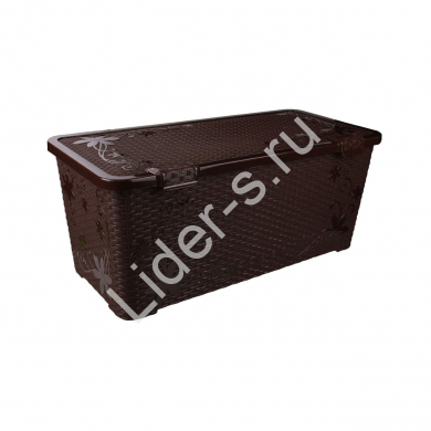 Контейнер "Плетёнка" 100 л. с крышкой (тёмно-коричневый)